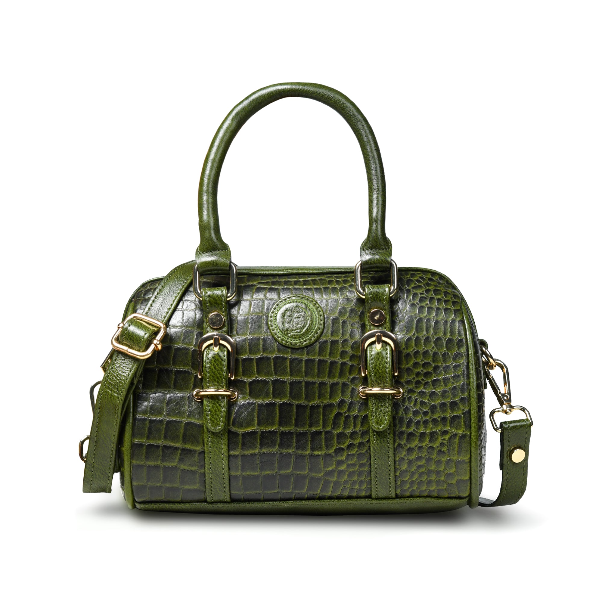Emerald Luxe Croc Satchel Bag